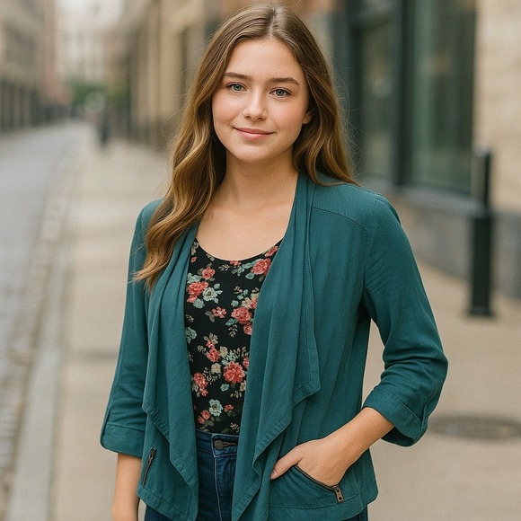 Anthropologie Jackets & Blazers - Anthropologie Elevenses Women's Open Front Light Weight Jacket Green Large